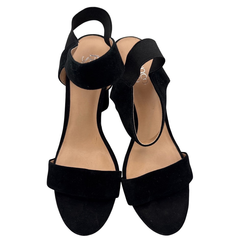 Franco Sarto Clemens Black Suede Ankle Strap Block Heel Sandal NWT Women Size 10